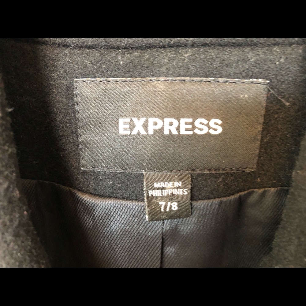 Express Double-breasted Wool Coat black size 7/8 - Picture 6 of 8